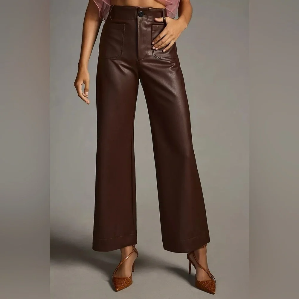 Anthropologie Maeve Brown and Black Trousers Size 28t 95%Viscose 5% Elastane